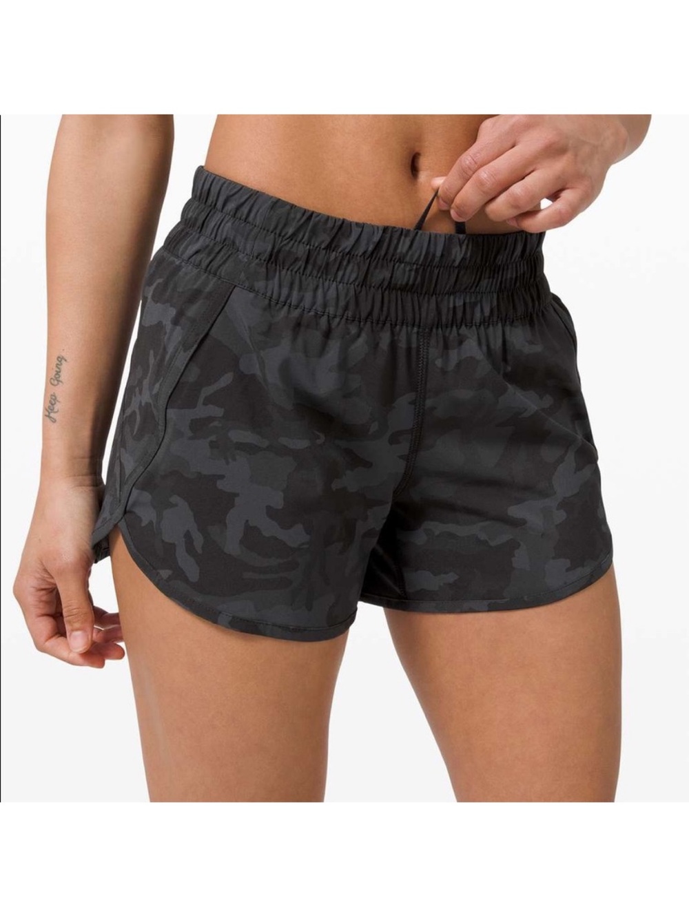 lululemon athletica Black Charcoal Camo Run Shorts